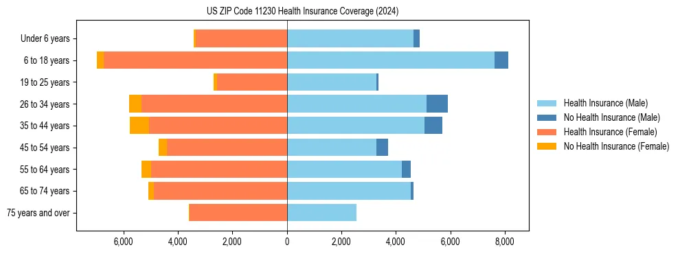 Health insurance pyramid for US ZIP Code 11230