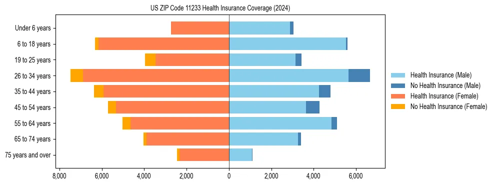 Health insurance pyramid for US ZIP Code 11233