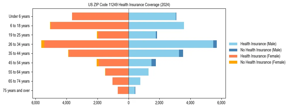 Health insurance pyramid for US ZIP Code 11249