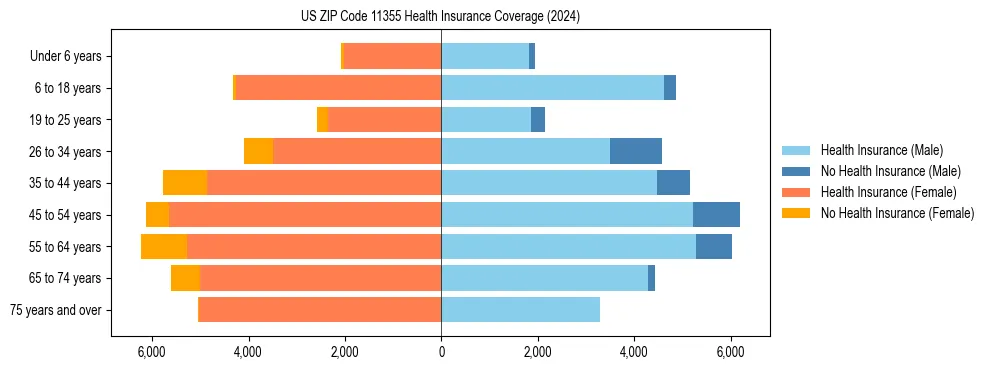 Health insurance pyramid for US ZIP Code 11355