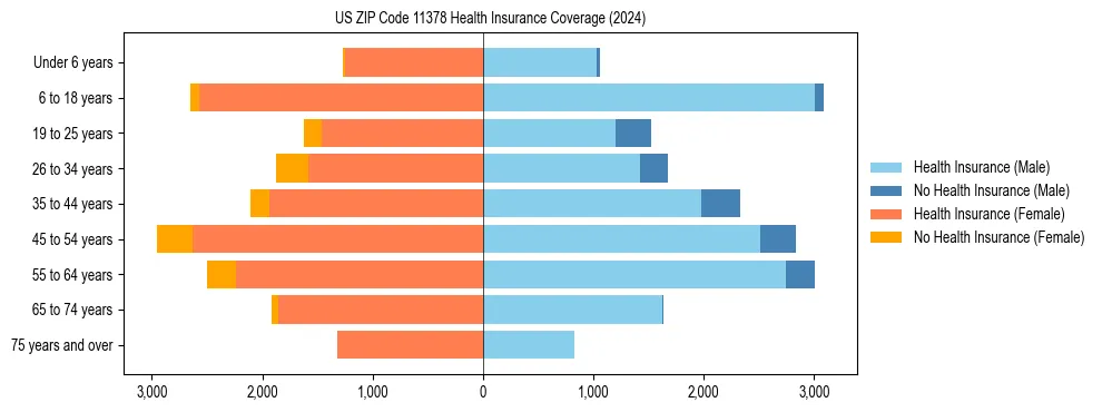 Health insurance pyramid for US ZIP Code 11378