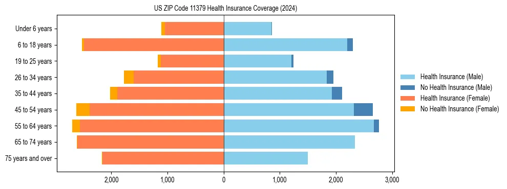 Health insurance pyramid for US ZIP Code 11379
