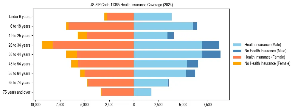 Health insurance pyramid for US ZIP Code 11385