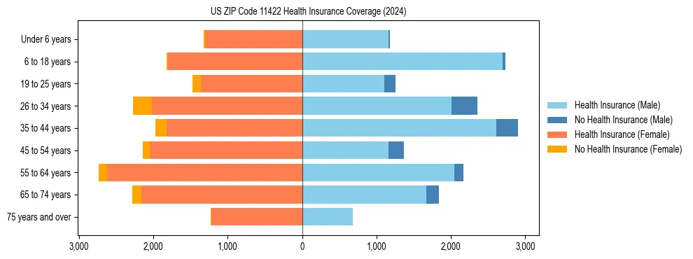 Health insurance pyramid for US ZIP Code 11422