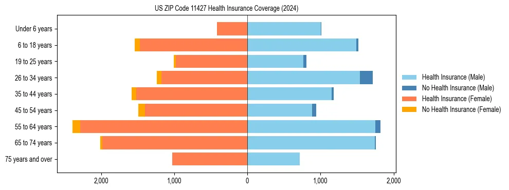 Health insurance pyramid for US ZIP Code 11427