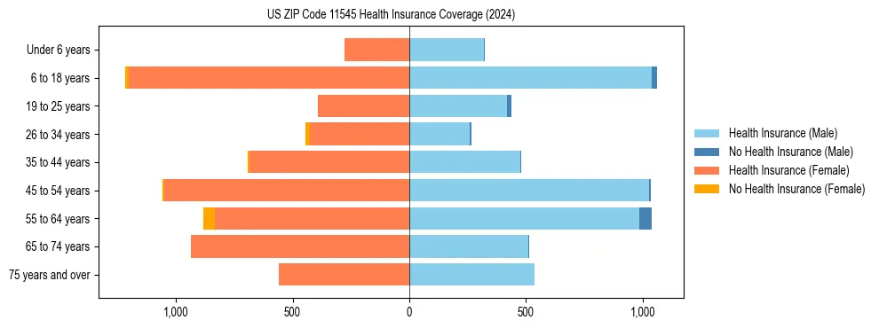 Health insurance pyramid for US ZIP Code 11545