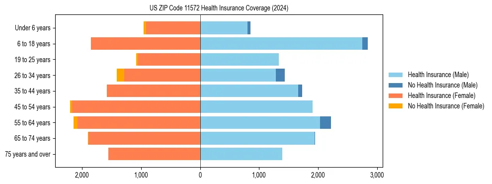 Health insurance pyramid for US ZIP Code 11572