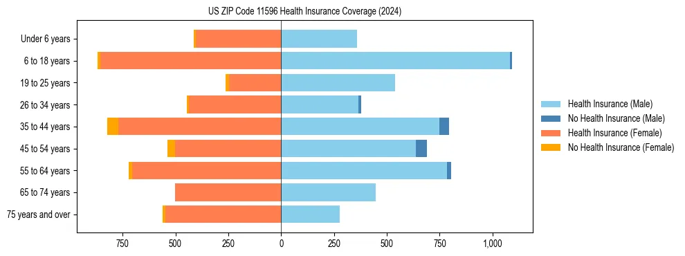 Health insurance pyramid for US ZIP Code 11596