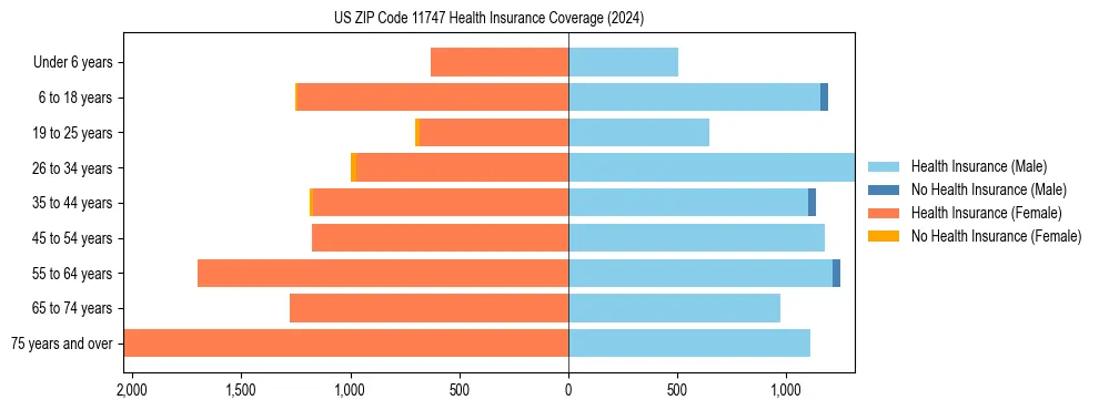 Health insurance pyramid for US ZIP Code 11747