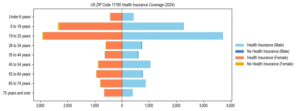 Health insurance pyramid for US ZIP Code 11790