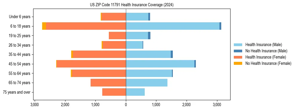 Health insurance pyramid for US ZIP Code 11791
