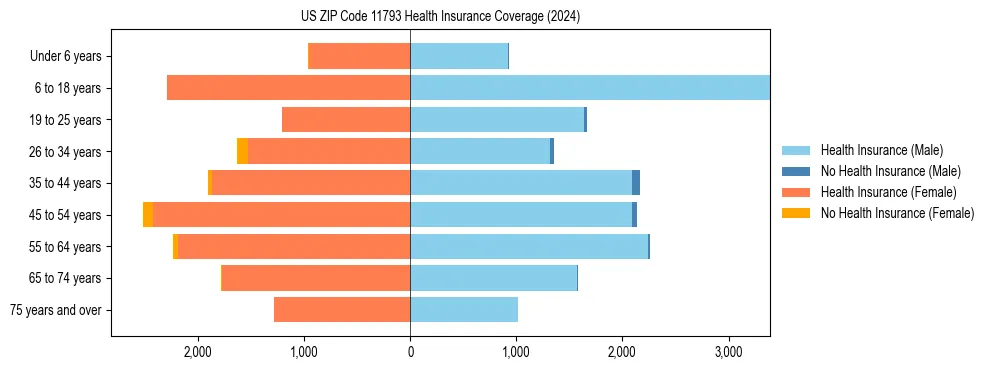 Health insurance pyramid for US ZIP Code 11793
