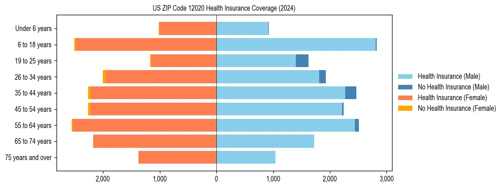 Health insurance pyramid for US ZIP Code 12020