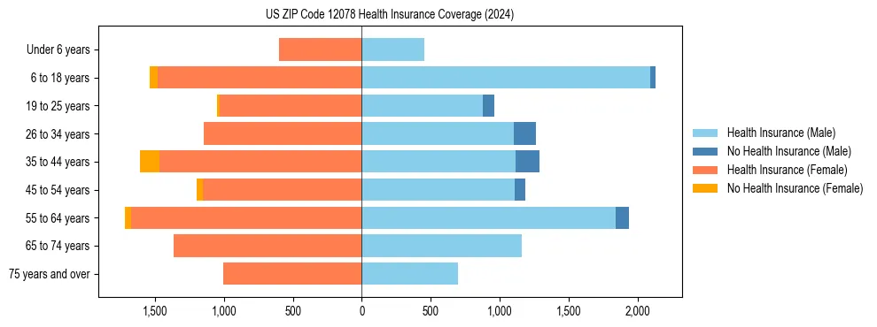 Health insurance pyramid for US ZIP Code 12078