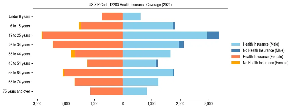Health insurance pyramid for US ZIP Code 12203