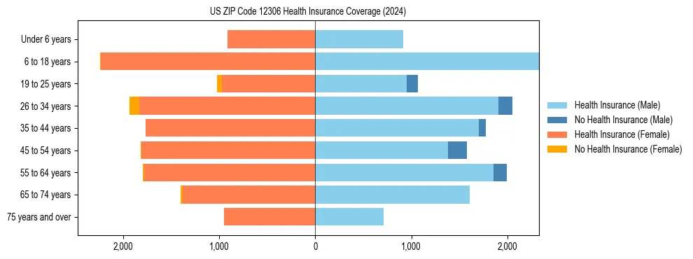 Health insurance pyramid for US ZIP Code 12306