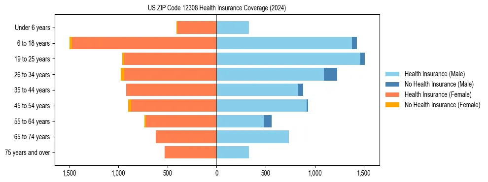 Health insurance pyramid for US ZIP Code 12308