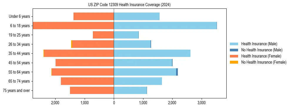 Health insurance pyramid for US ZIP Code 12309