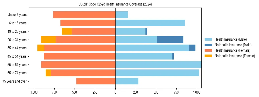 Health insurance pyramid for US ZIP Code 12528