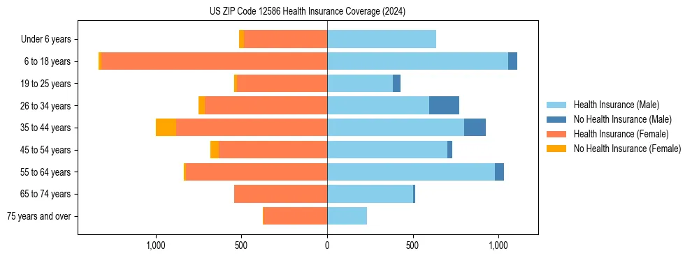 Health insurance pyramid for US ZIP Code 12586