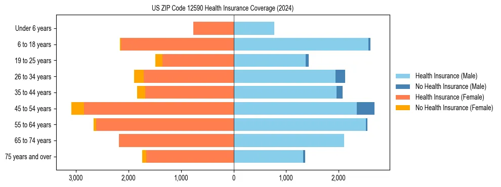 Health insurance pyramid for US ZIP Code 12590