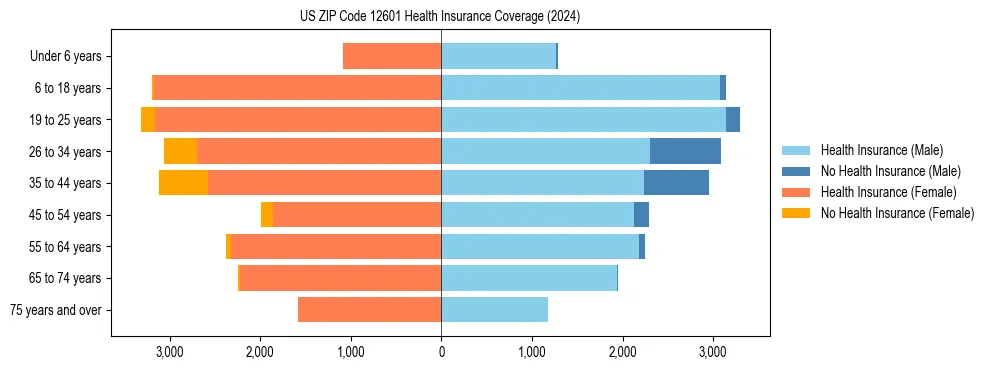Health insurance pyramid for US ZIP Code 12601