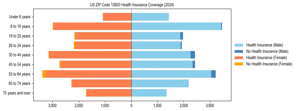 Health insurance pyramid for US ZIP Code 12603