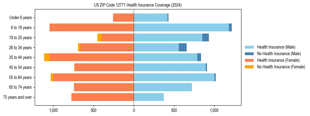 Health insurance pyramid for US ZIP Code 12771