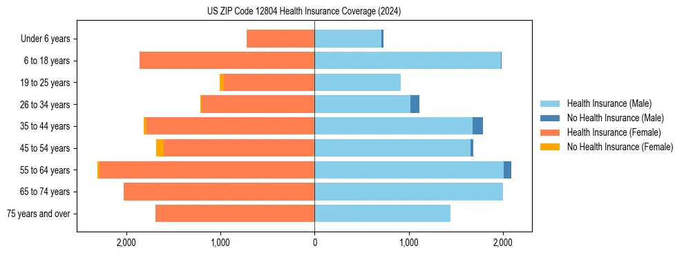 Health insurance pyramid for US ZIP Code 12804