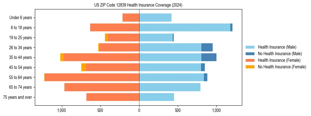 Health insurance pyramid for US ZIP Code 12839