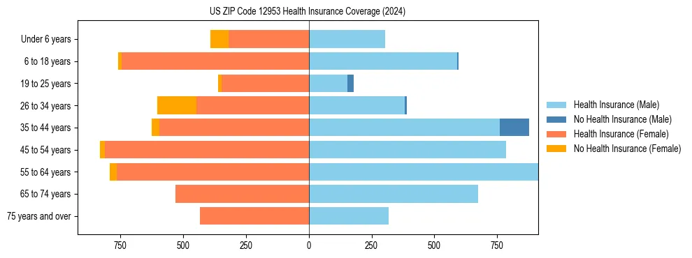 Health insurance pyramid for US ZIP Code 12953