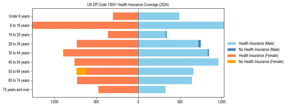Health insurance pyramid for US ZIP Code 13041