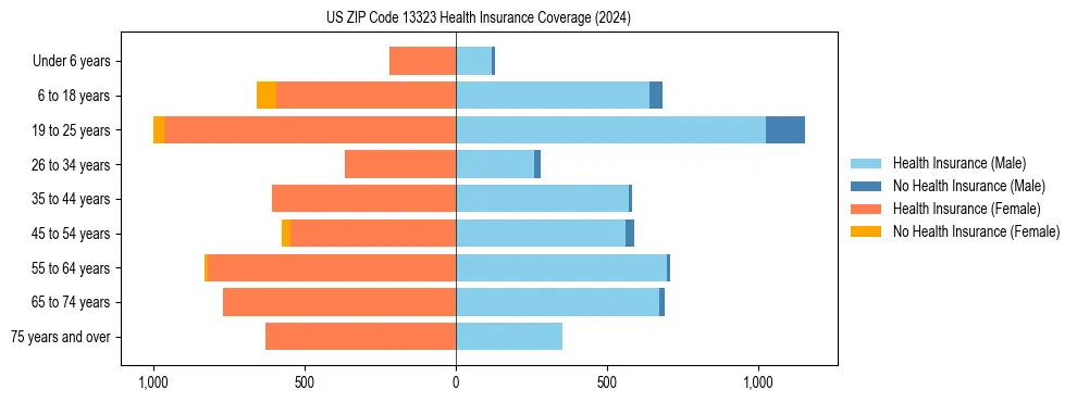 Health insurance pyramid for US ZIP Code 13323