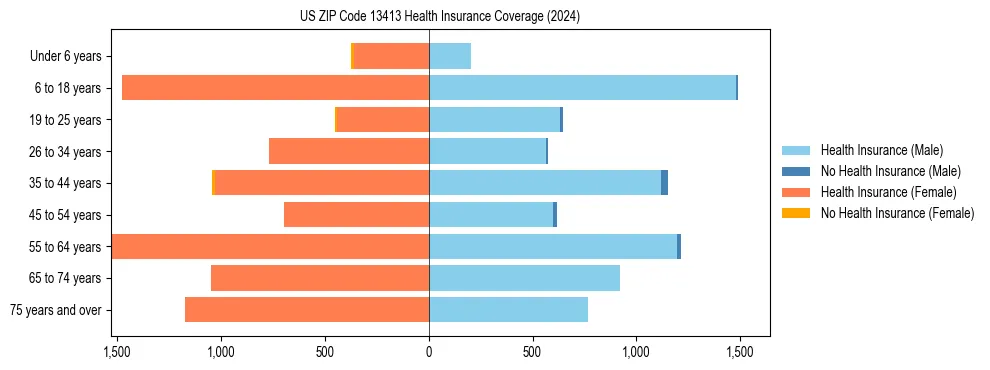Health insurance pyramid for US ZIP Code 13413