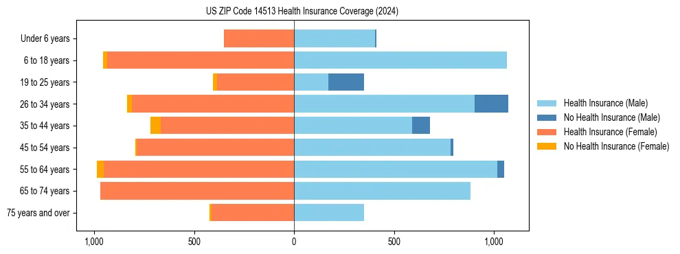 Health insurance pyramid for US ZIP Code 14513