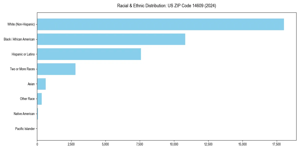 Bar chart showing racial distribution in for 2024