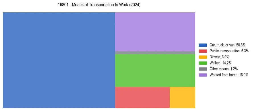 Commute modes in US ZIP Code 16801