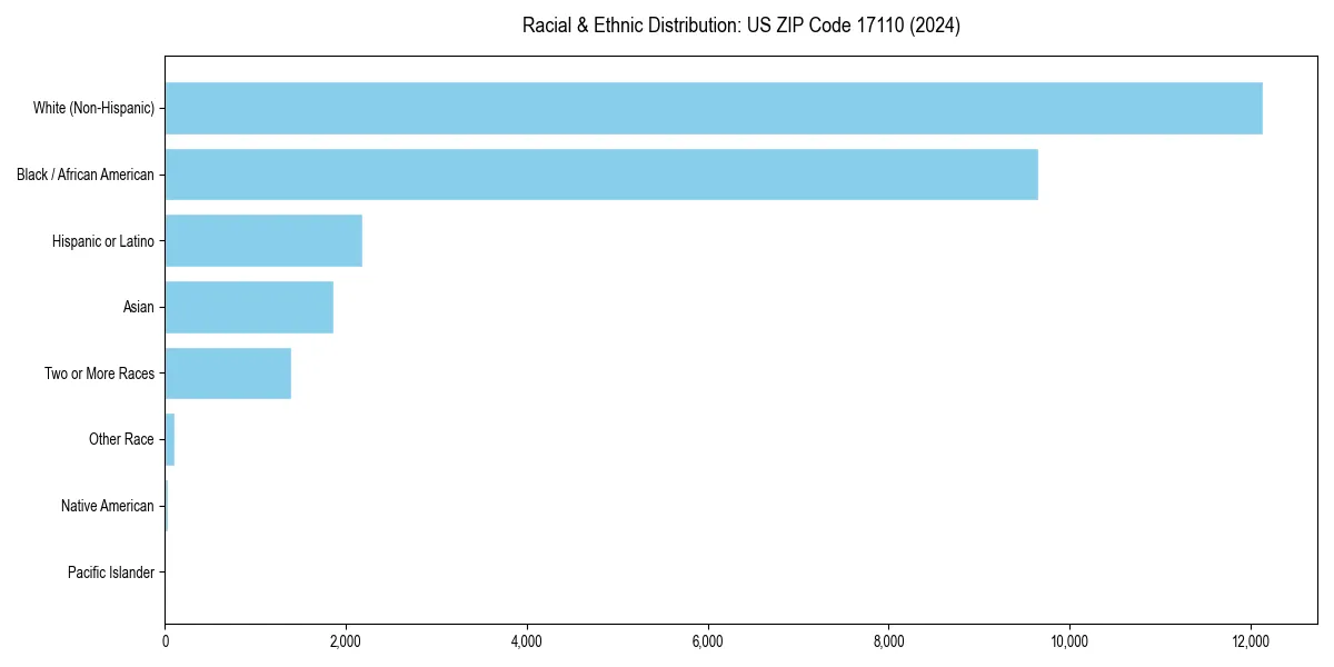 Bar chart showing racial distribution in  for 2024