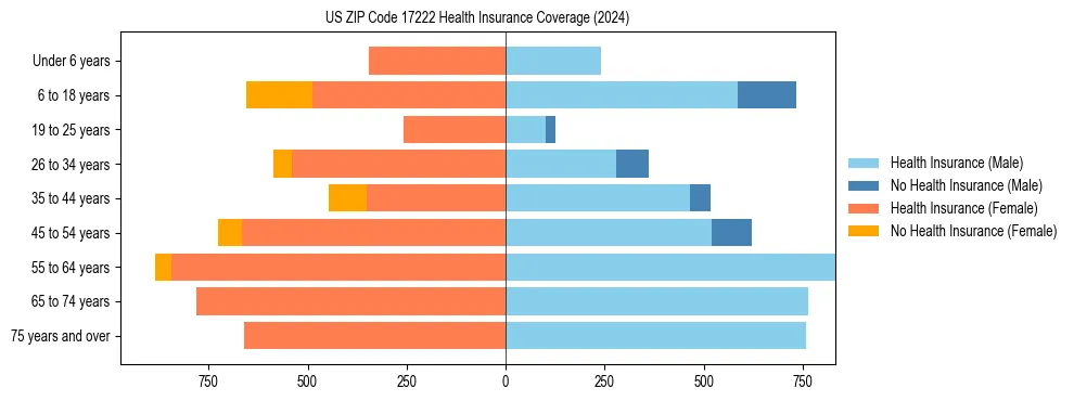 Health insurance pyramid for US ZIP Code 17222