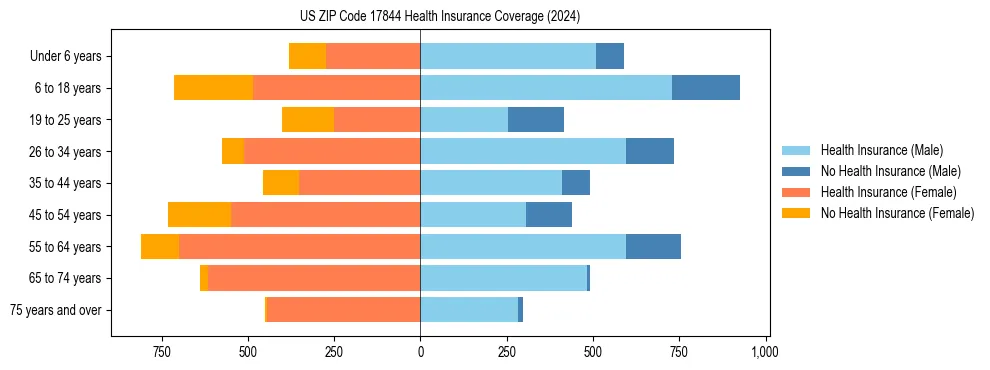 Health insurance pyramid for US ZIP Code 17844