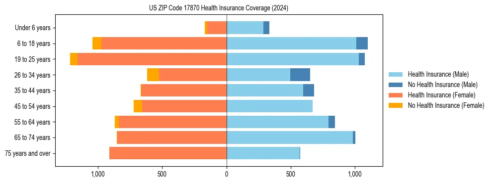 Health insurance pyramid for US ZIP Code 17870