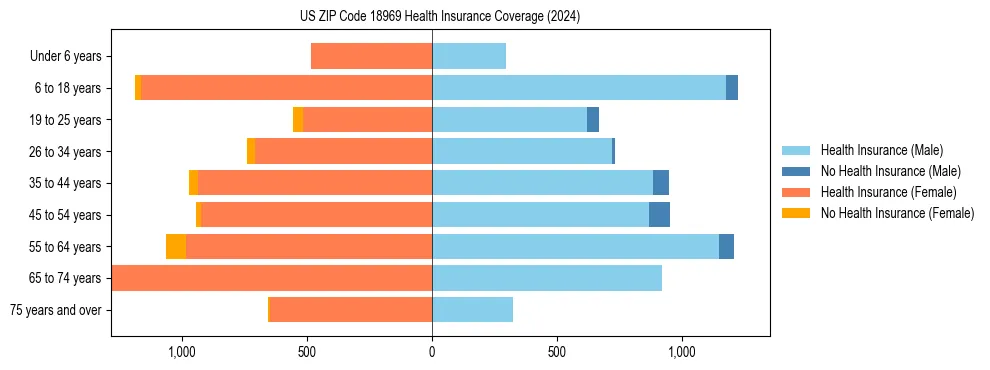 Health insurance pyramid for US ZIP Code 18969