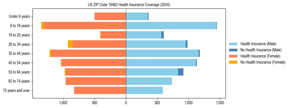 Health insurance pyramid for US ZIP Code 19462