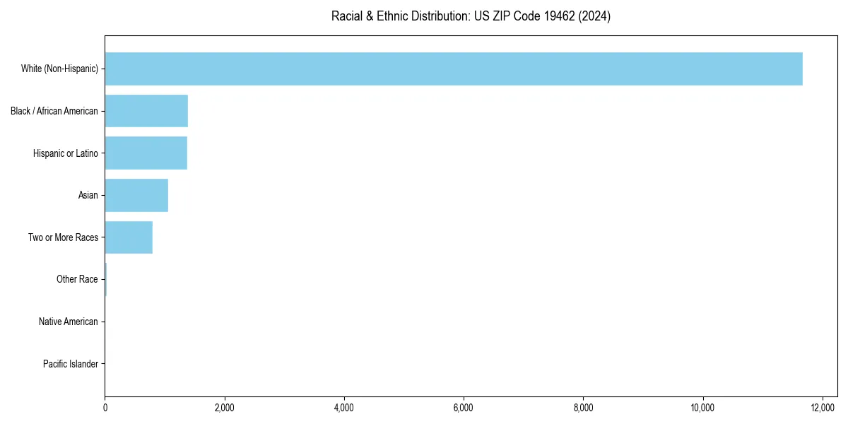 Bar chart showing racial distribution in  for 2024