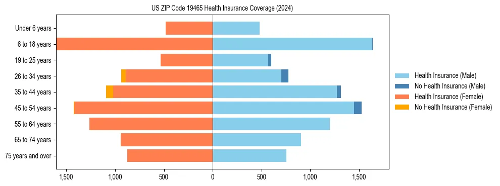 Health insurance pyramid for US ZIP Code 19465