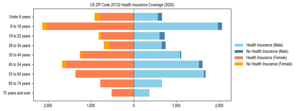 Health insurance pyramid for US ZIP Code 20132