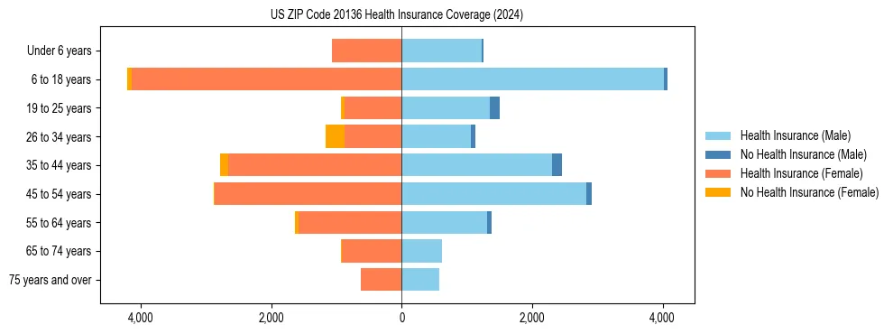 Health insurance pyramid for US ZIP Code 20136