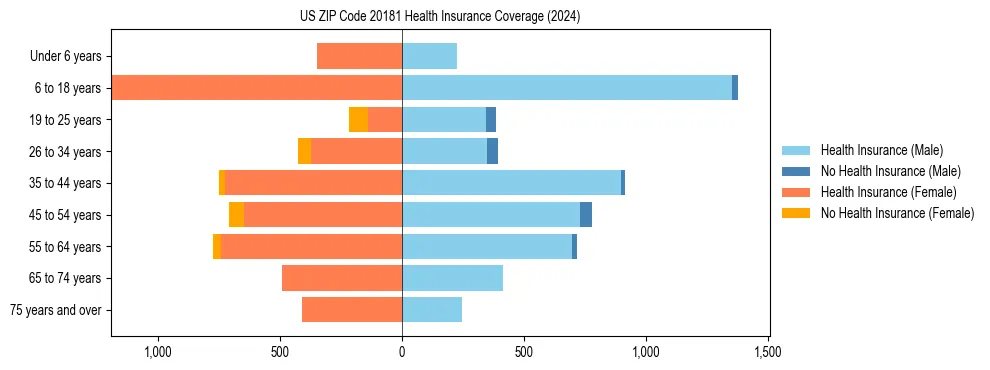 Health insurance pyramid for US ZIP Code 20181