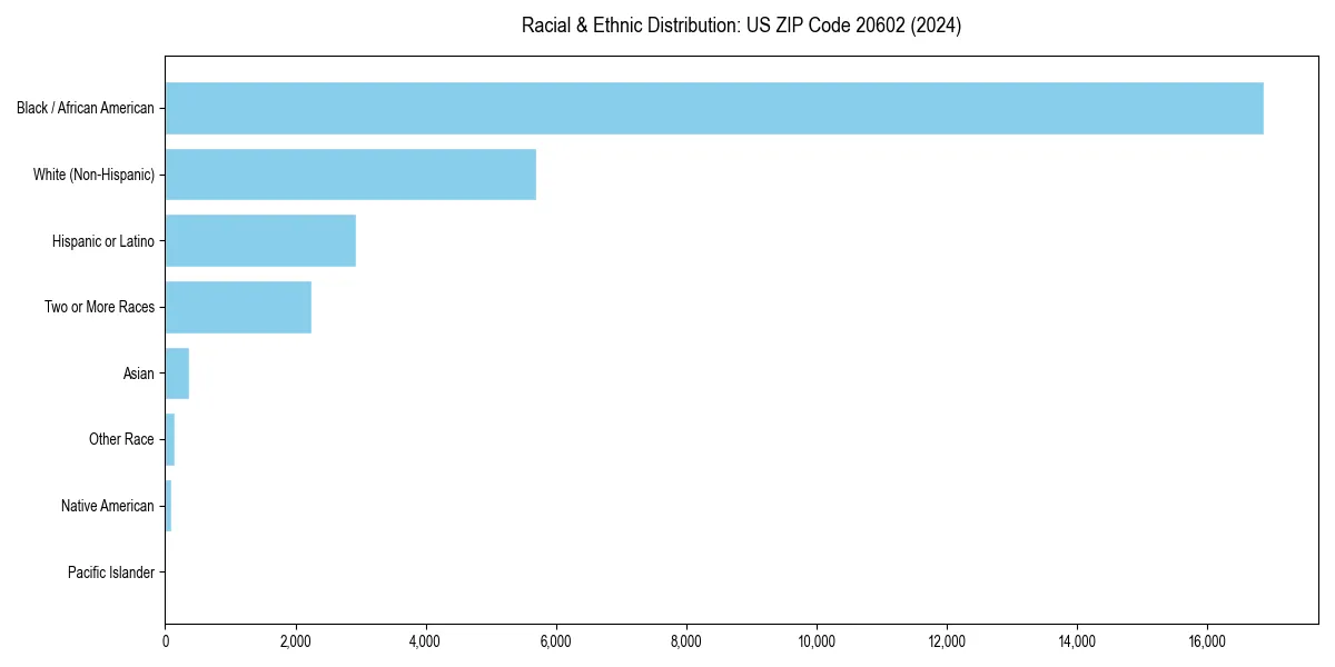 Bar chart showing racial distribution in  for 2024