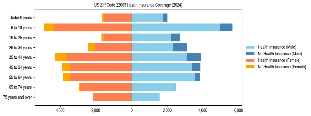 Health insurance pyramid for US ZIP Code 22003